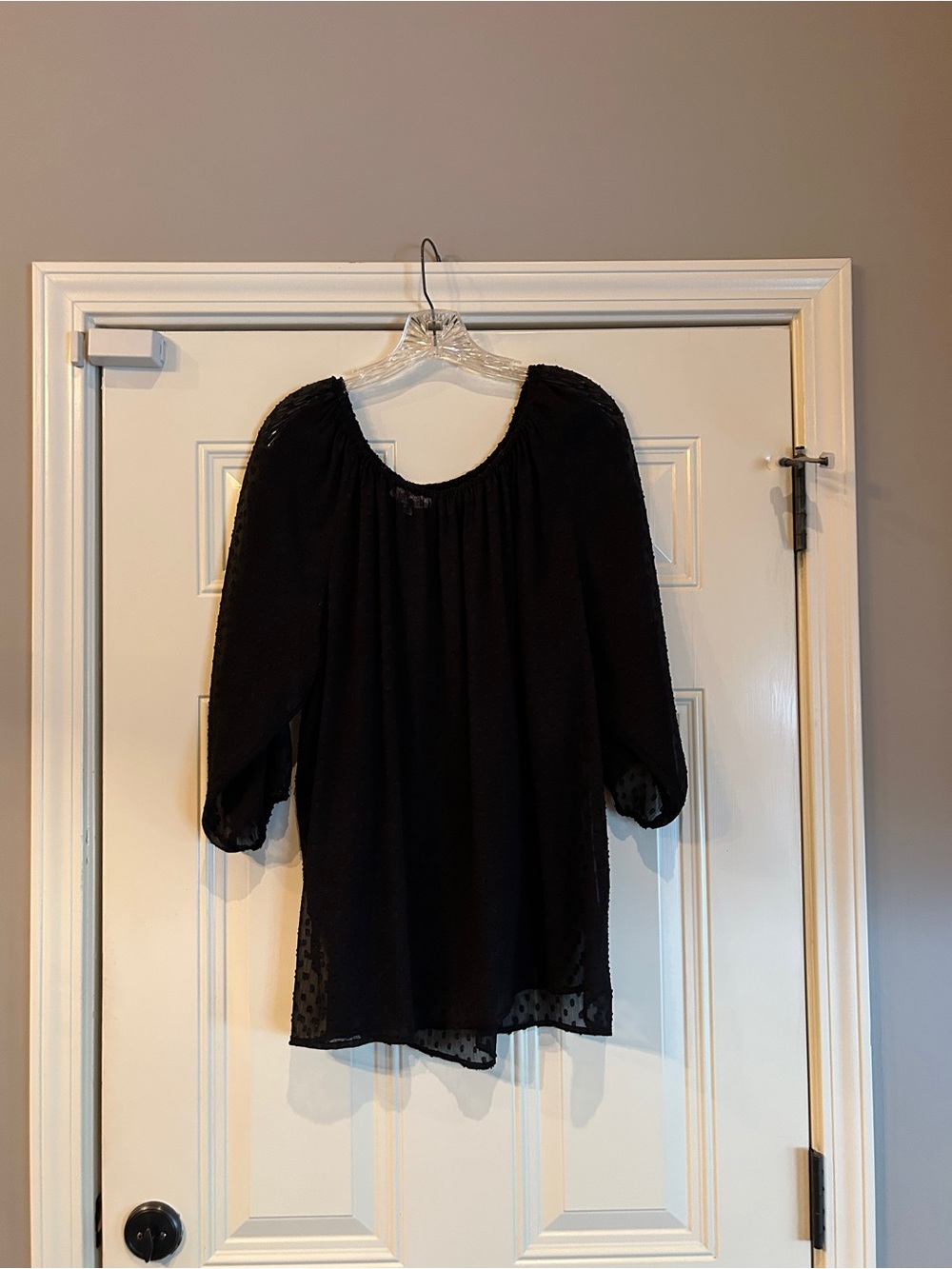 Jennifer Lopez Black Sheer Peasant Tunic Top